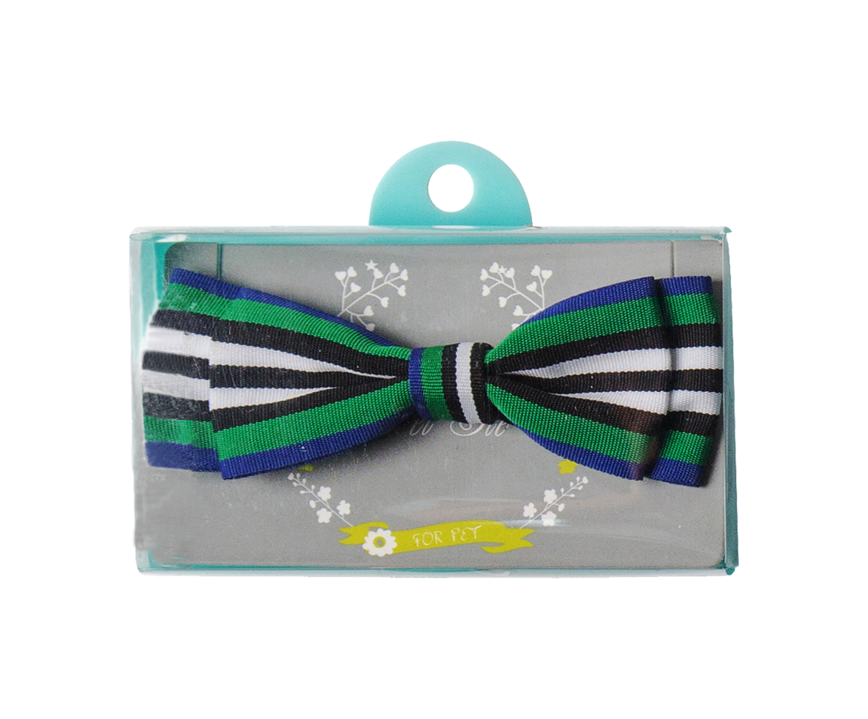 蝶ネクタイ（ボーダー・グリーン×ホワイト） Bow tie (Striped Green x White)